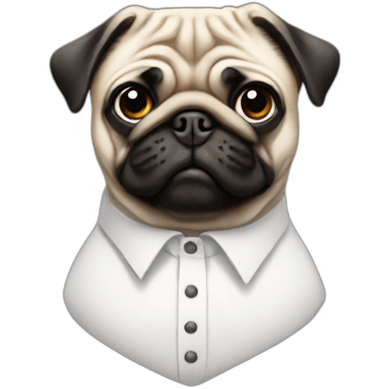 pug in a white button suit shirt emoji