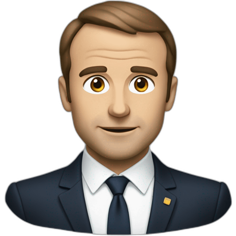 Macron tend un bras devant sa tête emoji