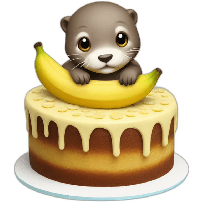 cute otter in a cake of banana emoji