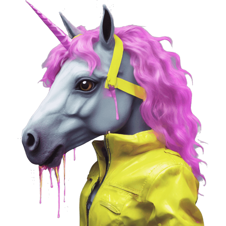 .Zombie_ Vaporwave black holographic oilslick zombie unicorn smoking yellow caution tape  emoji