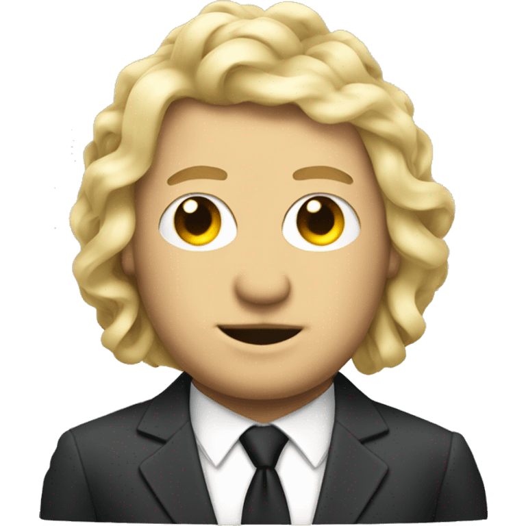 Fat blonde wig businessman with puppet strings emoji