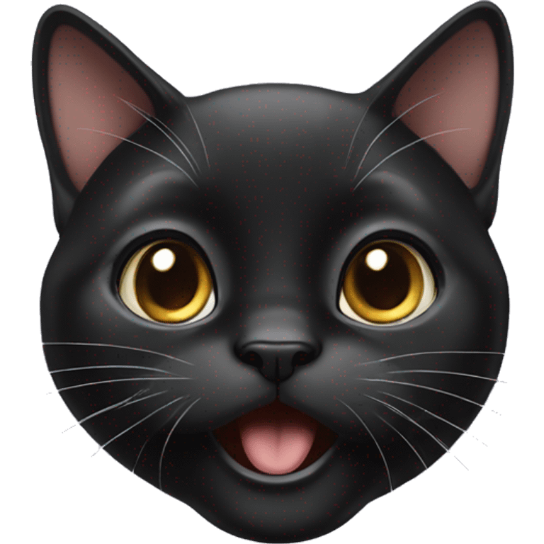 Surprised face of a black lop-eared cat emoji