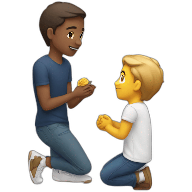 Man proposing with rose by kneeling down emoji