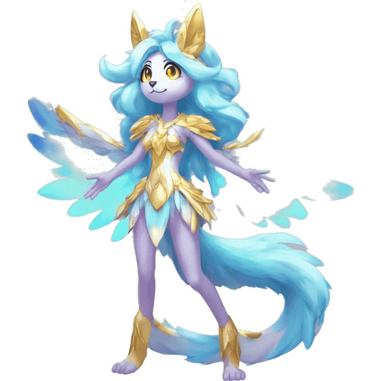 Anthro Sona Colorful Ethereal Pretty Godly Celestial Shiny Fakemon Full Body emoji