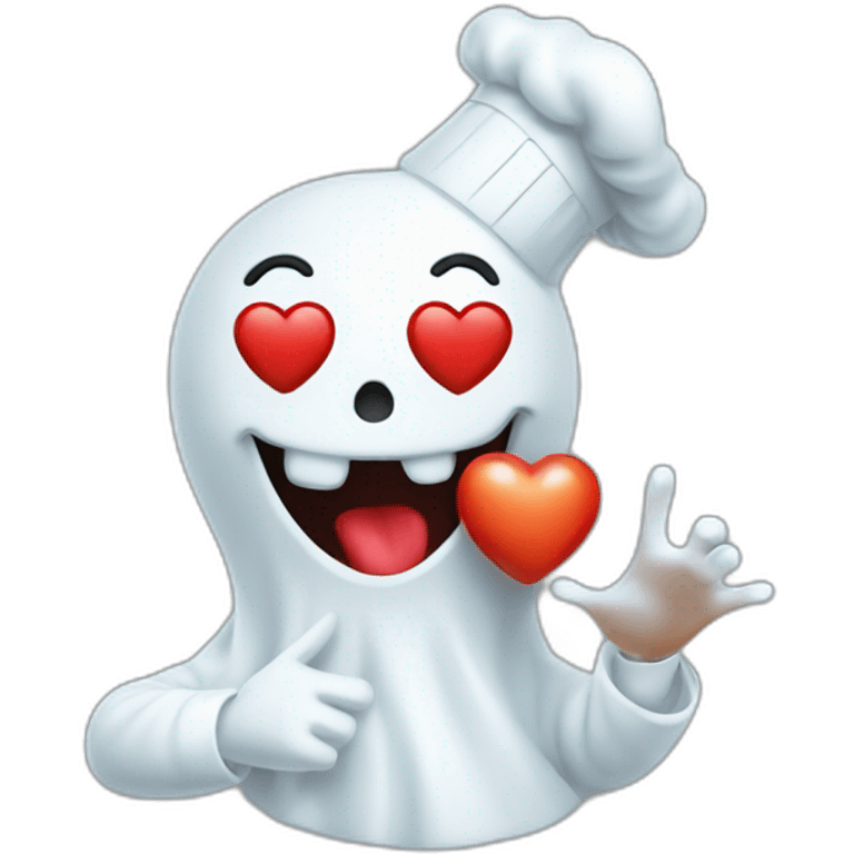 ghost chef blowing kiss heart with its hand emoji