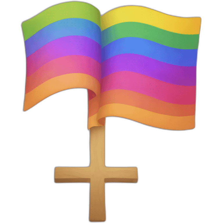 LGBT+ flag cross svasti ka in the middle emoji