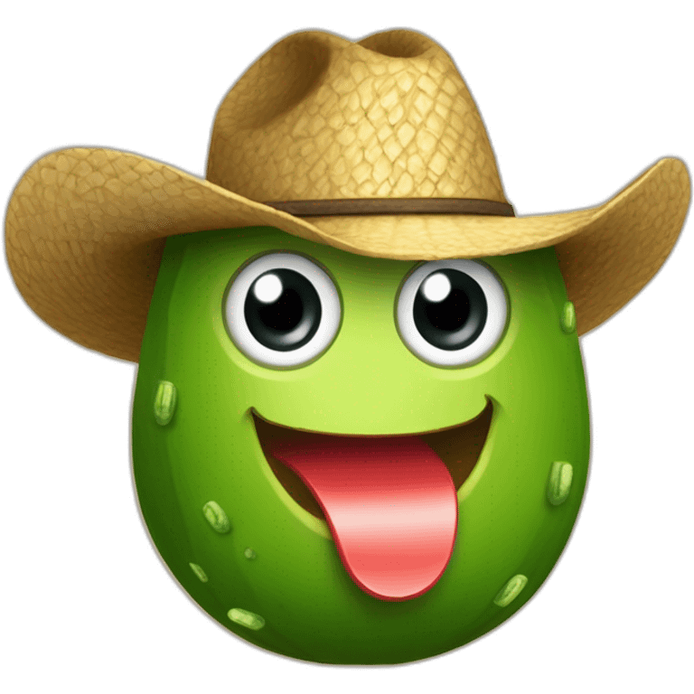 Un aguacate con sombrero de vaquero y dinero en la mano emoji