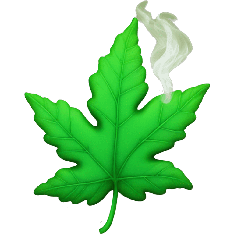 Green leaf melting with smoke emoji