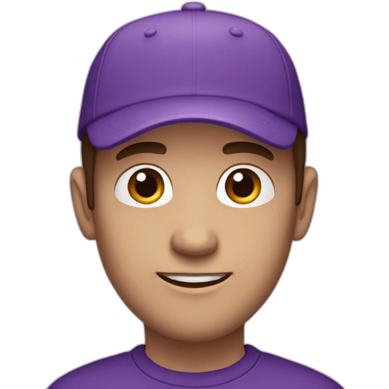 guy with brown hair and a purple cap white skin wearing a purple sweater emoji