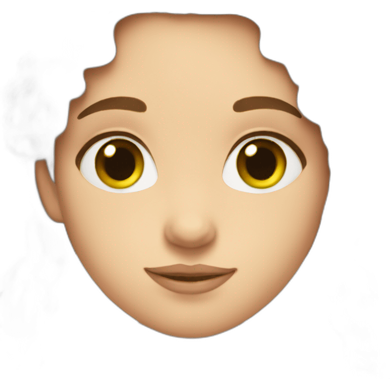 Girl with brown hair and green eyes in love emoji