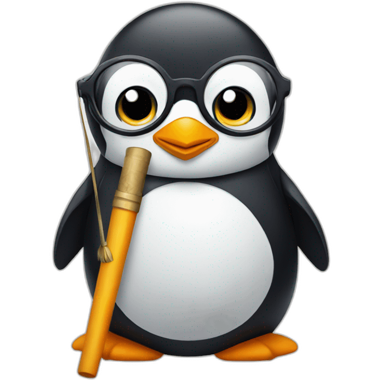 penguin with glasses and wand emoji