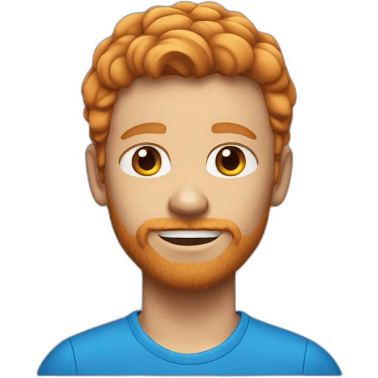 short hair ginger without beard or mustache tennis player with a blue tshirt emoji