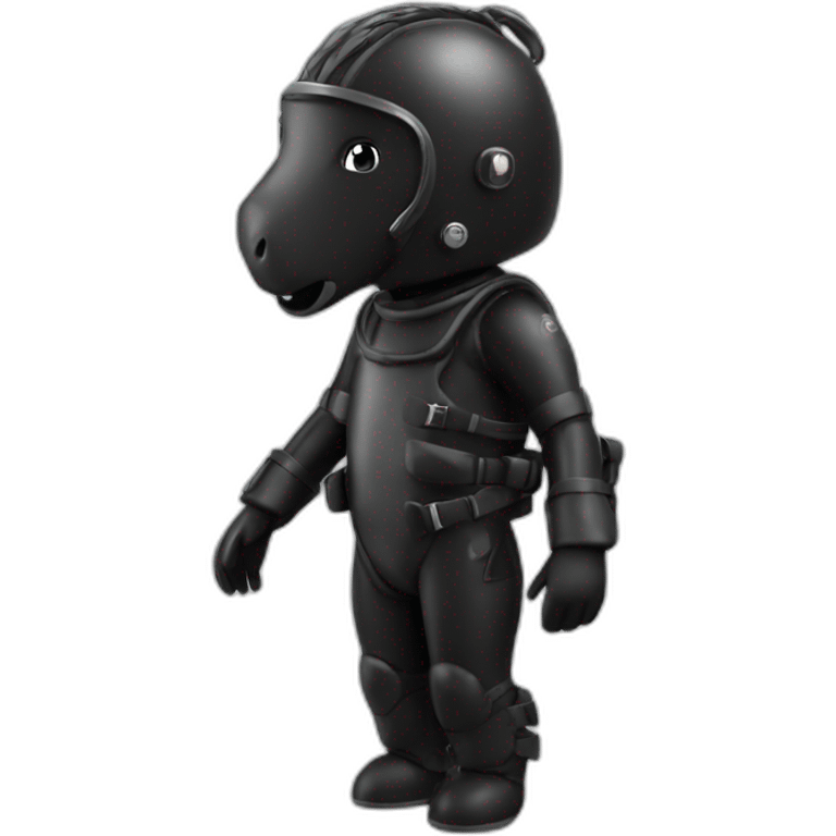 poney in black rubber shiny diving suit emoji