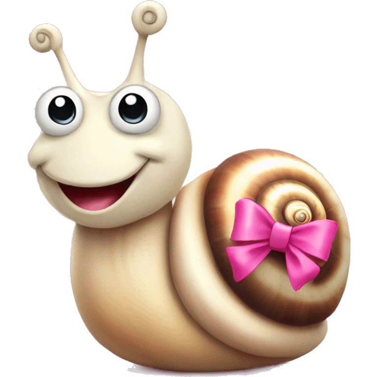 happy snail with pink cute bow  emoji