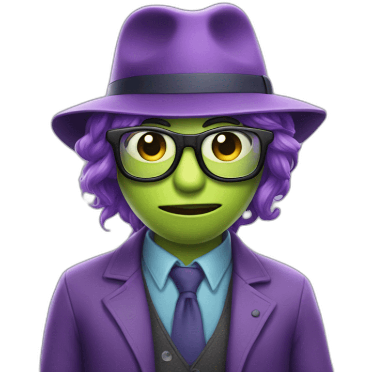 nerdy violet monster working as detective emoji