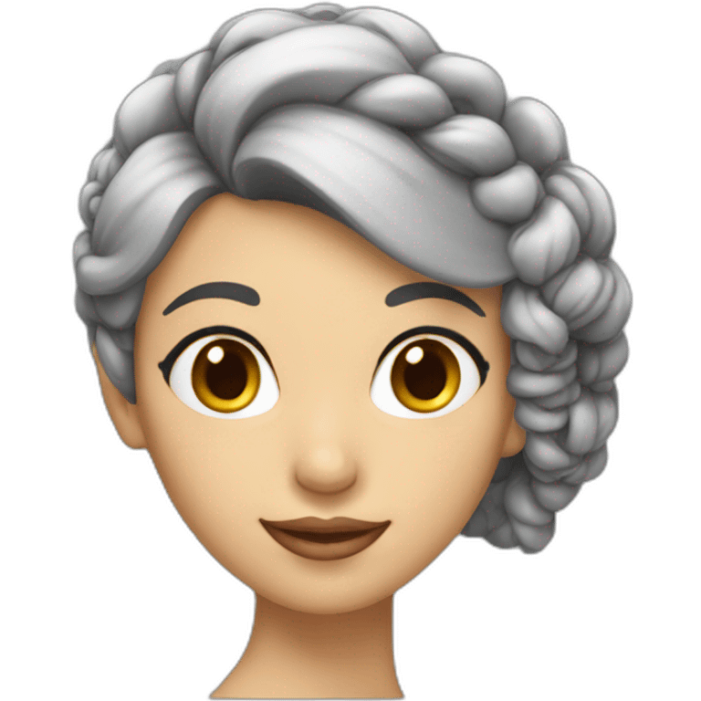 femme cheveux gris chignon emoji