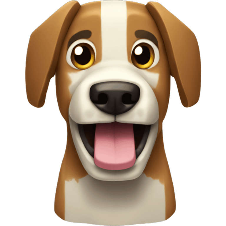 Minecraft dog with tongue out of mouth with a bit of foolisdh face emoji