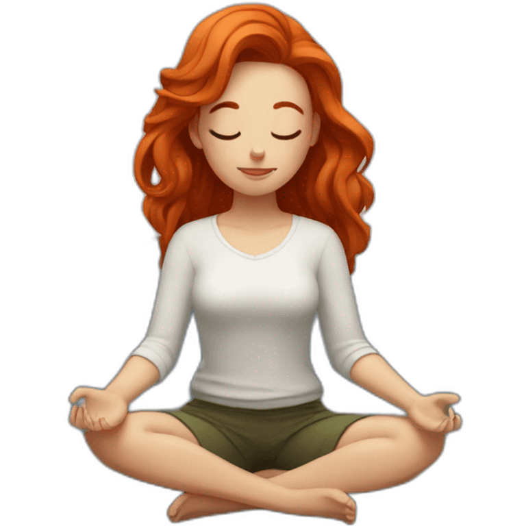 Redhead girl meditating on Mountains emoji