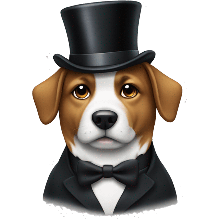 Dog with tux and top hat emoji