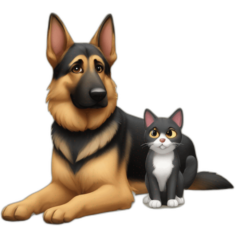 German Shepherd friends with a female cat emoji