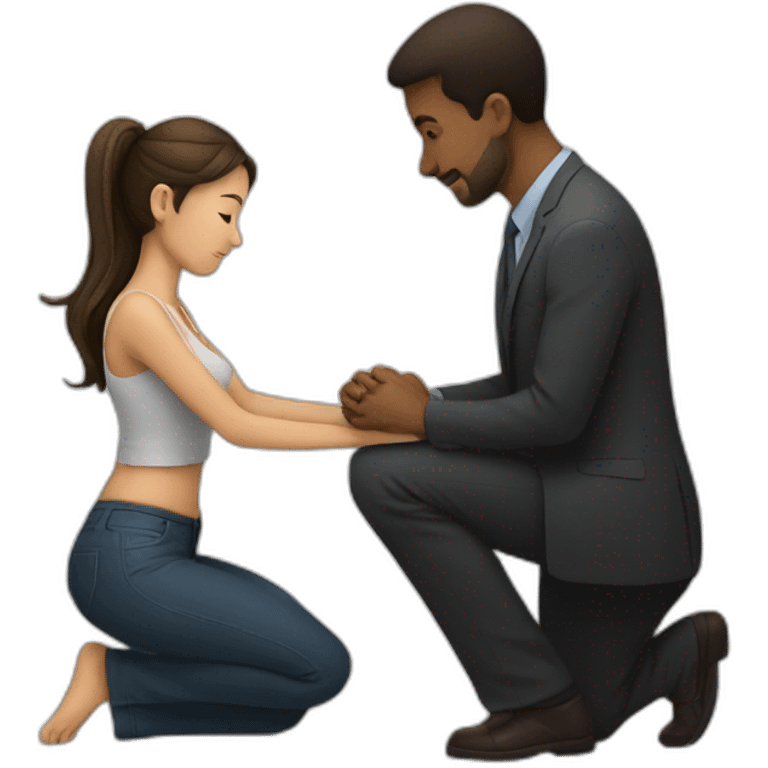 Woman on knees facing man emoji