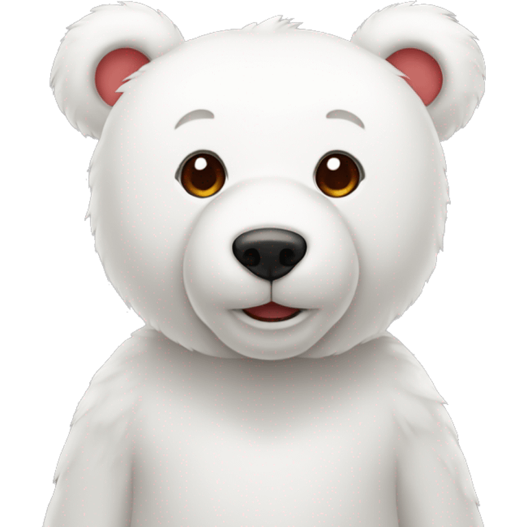 White Teddy bear White ears red  emoji