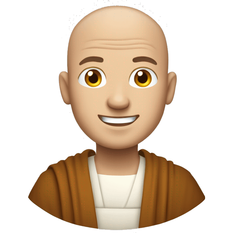 Happy white middle age male human monk with buzz cut  emoji