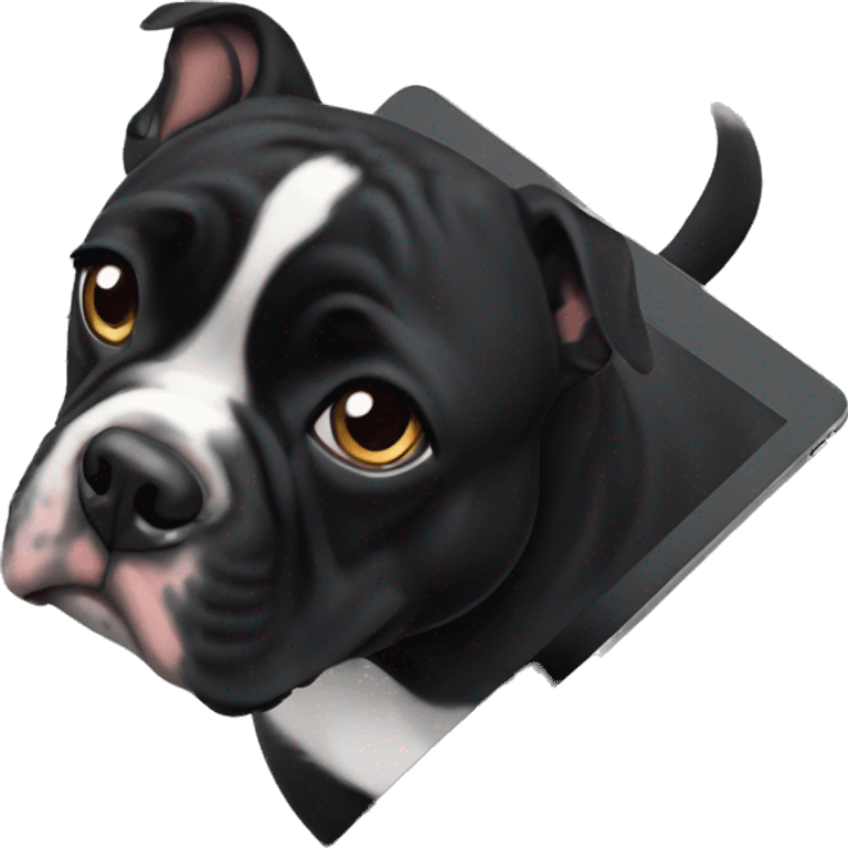 Black french buldog with ipad emoji