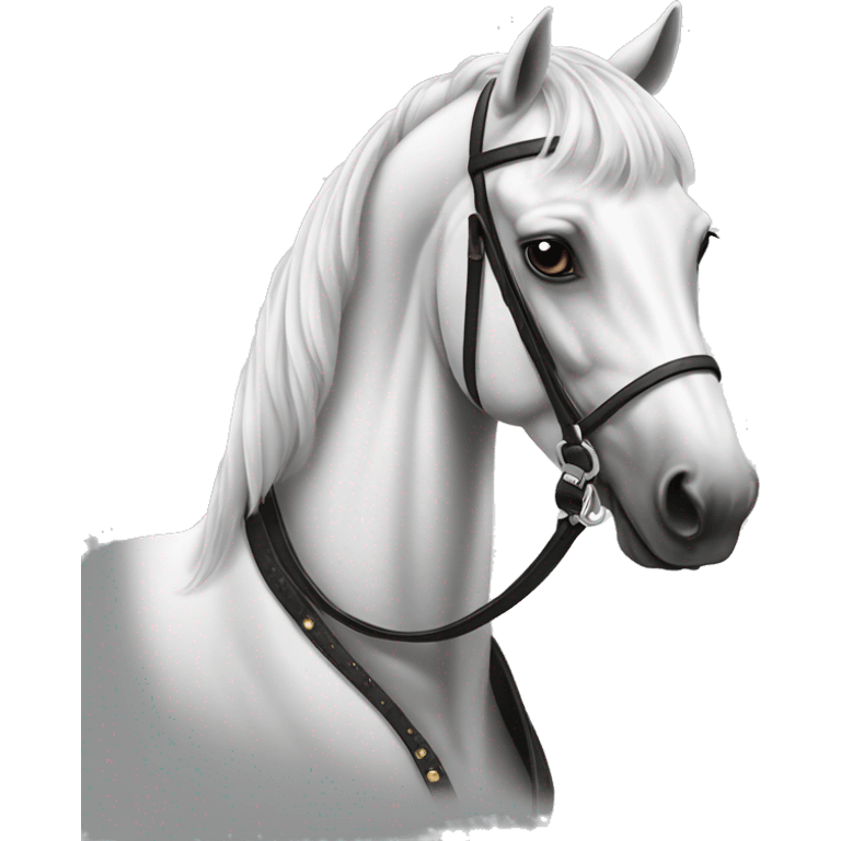 White and grey dotted dressage horse emoji