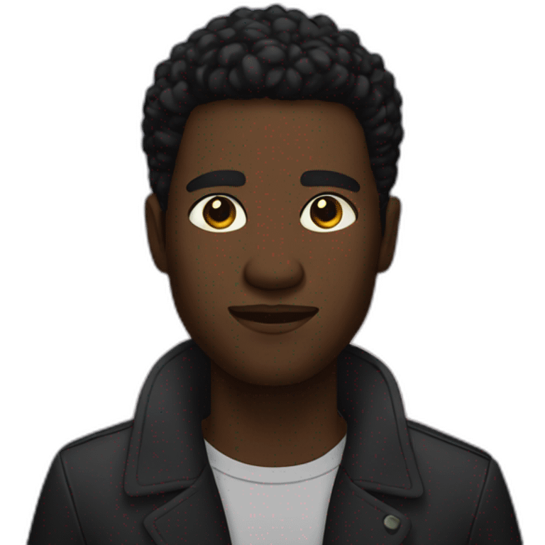 Black man with dark hair and a storm background emoji