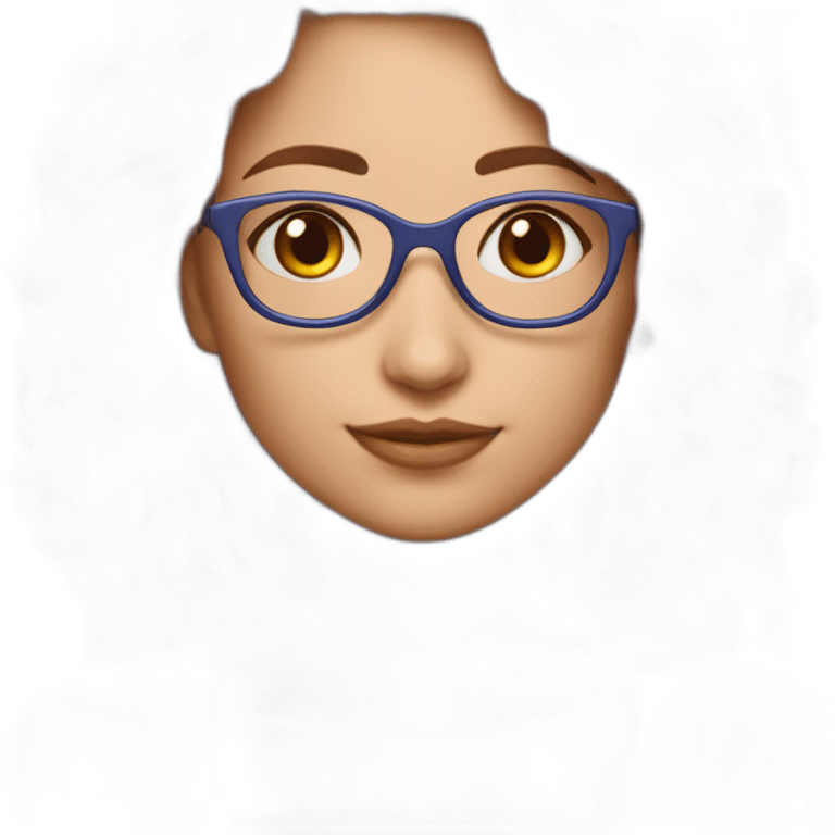 mujer teñida de pelo largo azul lentes rosa  emoji