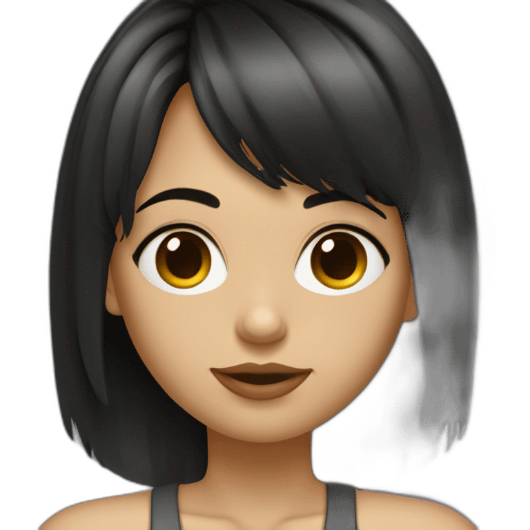 Fille -cheveux a la garçone de couleur noir avec franche et lisse emoji