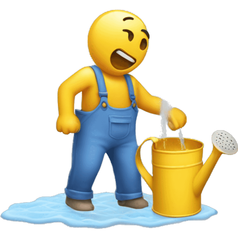 Taking a shower using a watering can emoji