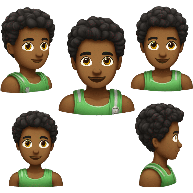 Negro de 16 anos com olhos marrons cabelos pretos e corte de cabelo Corte Caesar emoji