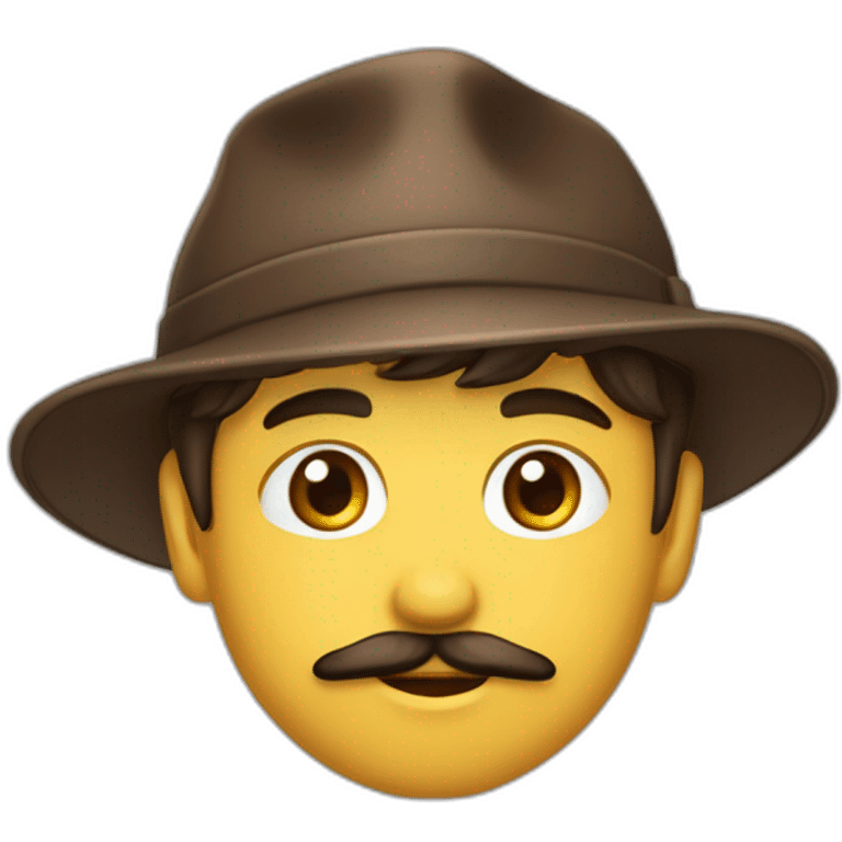 jeune garçon brun moustachu avec casquette marron emoji