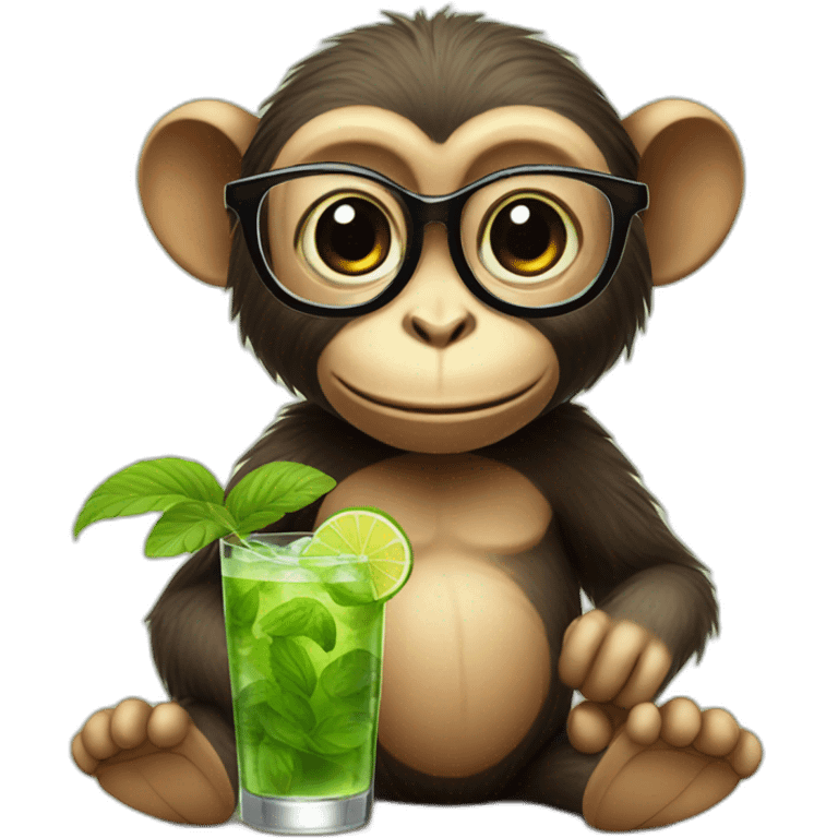 little monkey with glasses drinking mojito emoji