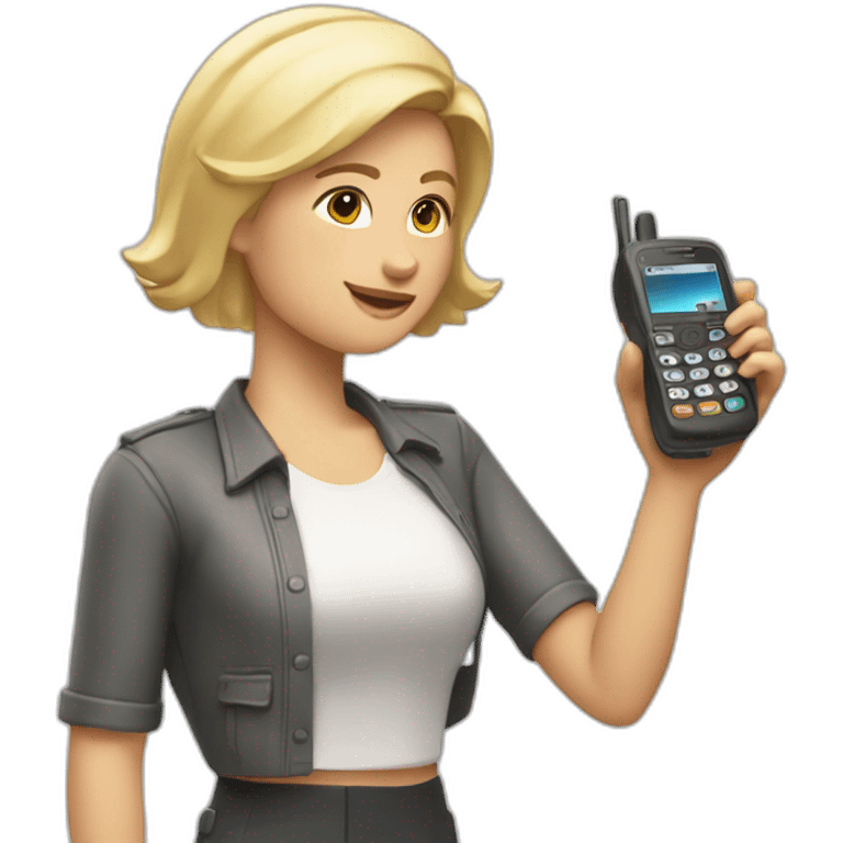 Rubia con telefono motorola con numero en la mano emoji