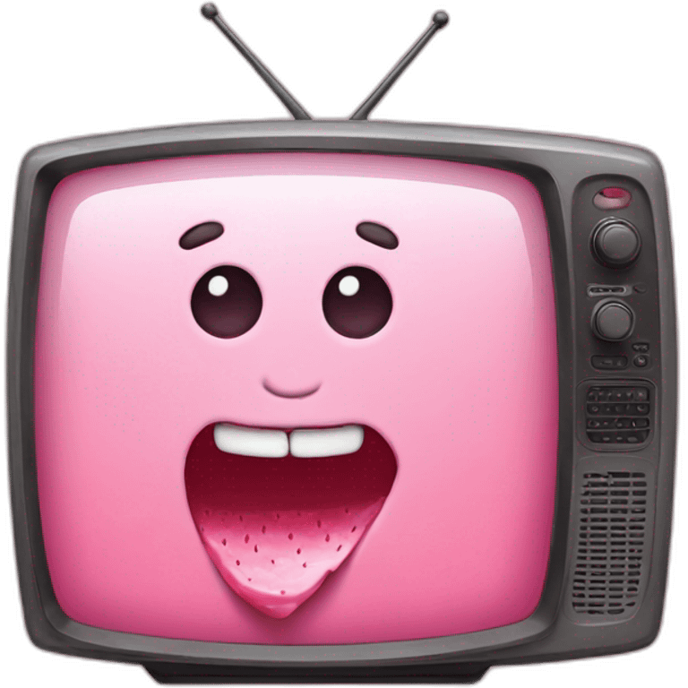 A pink TV with strawberry icecream emoji