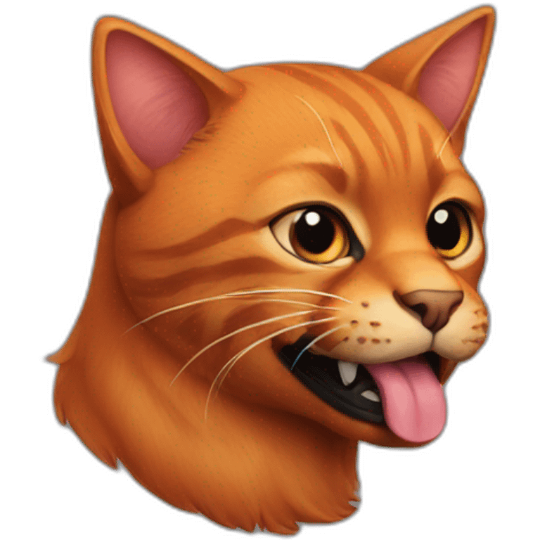 Red cat over a black dog emoji