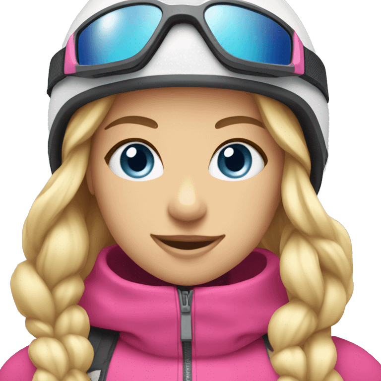 Skier girl with blonde hair and pink gear blue eyes  emoji