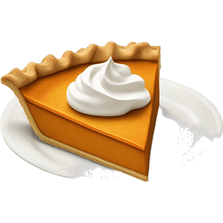 Pumpkin pie slice on plate with whipped cream emoji