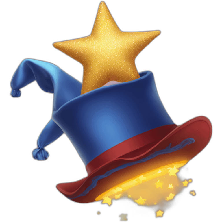 star jumping up and out of a magic hat without face emoji