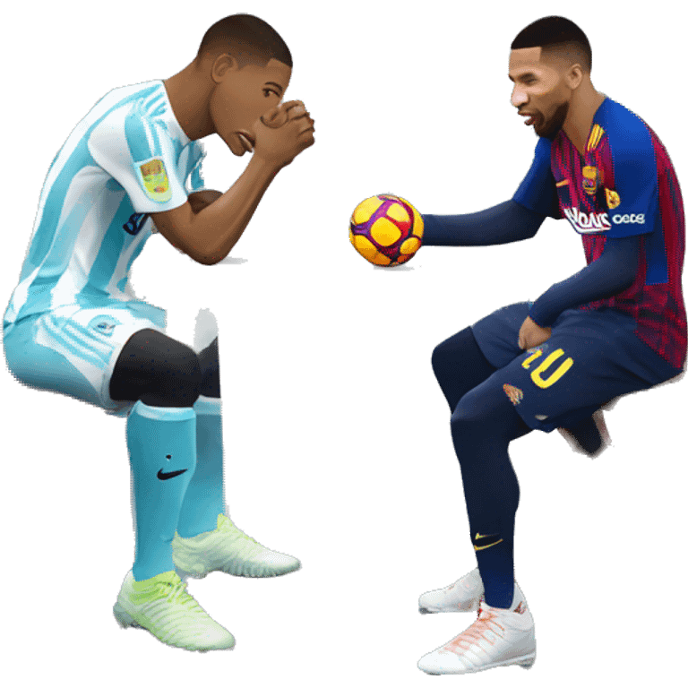 Mbappé avec Messi sur la table en train de danser emoji