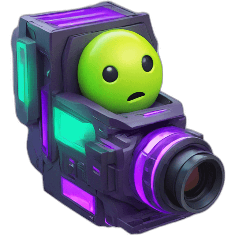 A cyber FUTURISTIC HIGHTECH 3D Videomaker colors Lemon green and purple neon Videomaker emoji