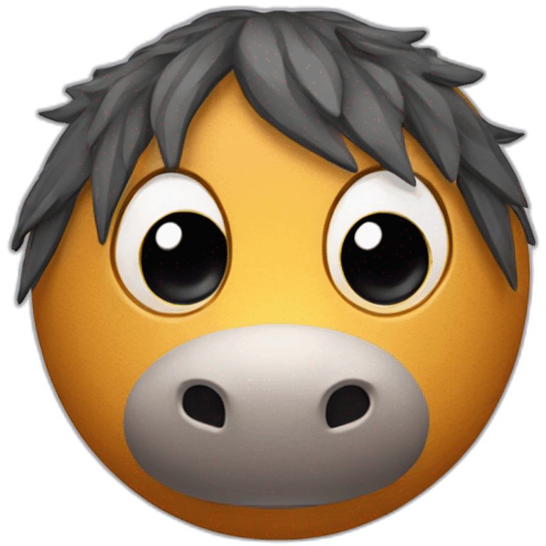 3d sphere with a cartoon Horse skin texture with big calm eyes emoji