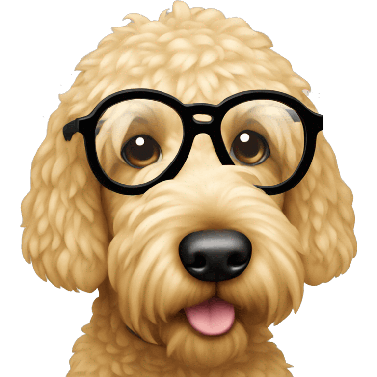 Blonde golden doodle wearing glasses emoji