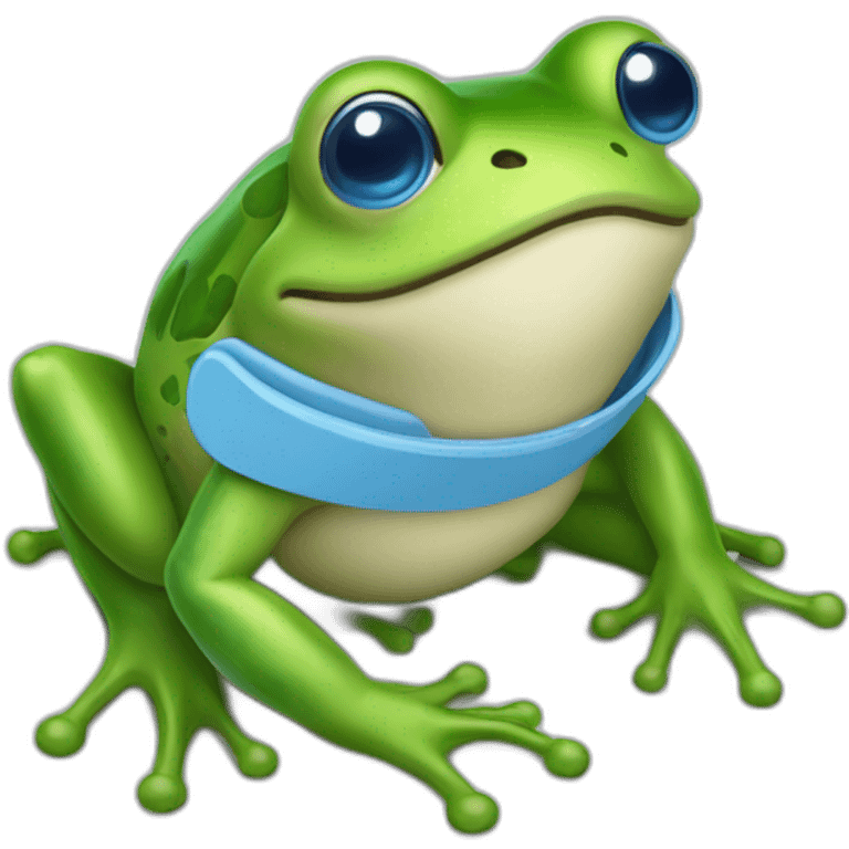 Grenouille avec des médicaments bleu emoji