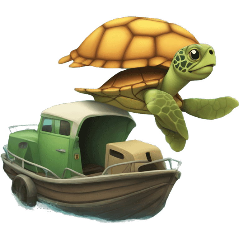 Sea turtle towing acar emoji