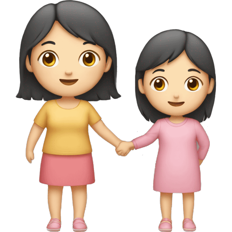 asian mother and daughter holding hands emoji