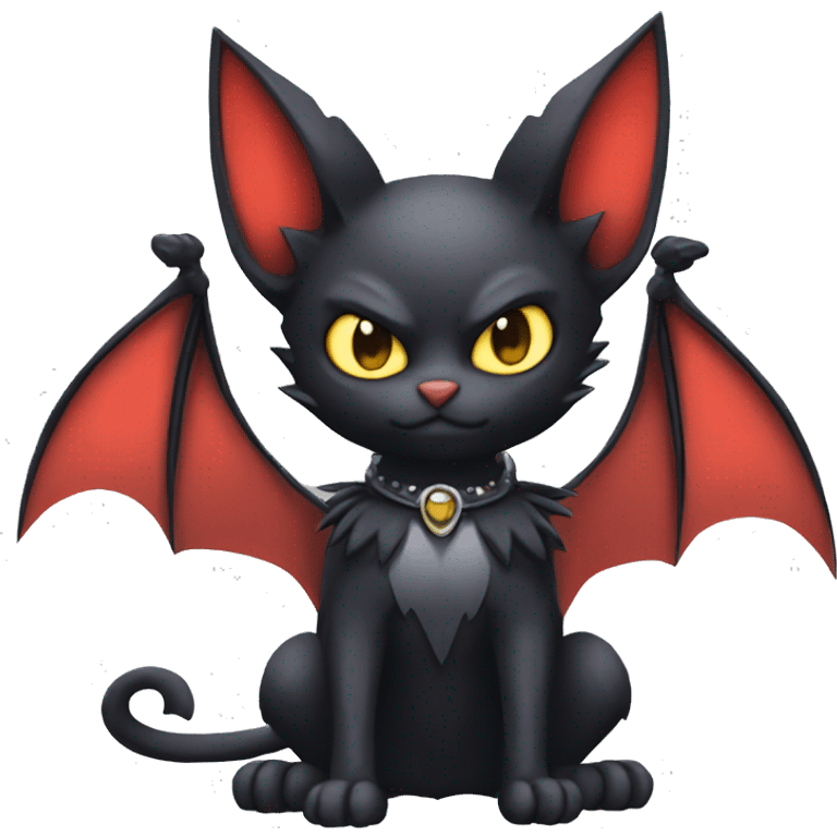 Black Cool Edgy Punk-Gothic Bat-winged Litten-Bat-cat-Fakemon full body emoji